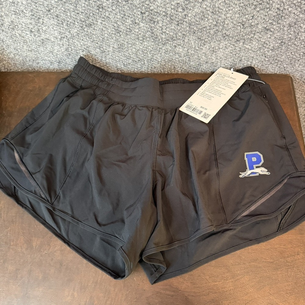 lululemon hotty-hot shorts 4" Lined Size 12 Low rise Black Peaster Greyhounds